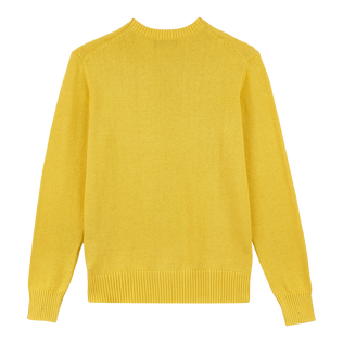 Men Cotton and Cashmere Crewneck Sweater Turtle Yellow back view