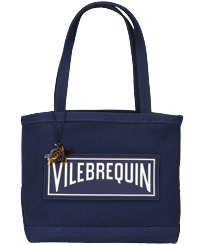 Sac de plage en toile marine Bleu marine vue de face