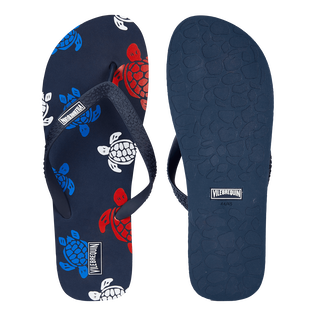 Men Beach Flip Flops Tortues Multicolores Navy front view