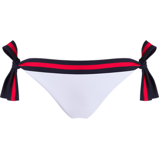 Slip bikini donna con laccetti laterali tinta unita - Vilebrequin x Ines de la Fressange Bianco vista frontale