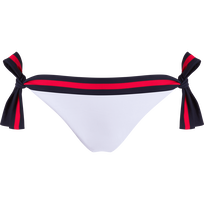 Slip bikini donna con laccetti laterali tinta unita - Vilebrequin x Ines de la Fressange Bianco vista frontale
