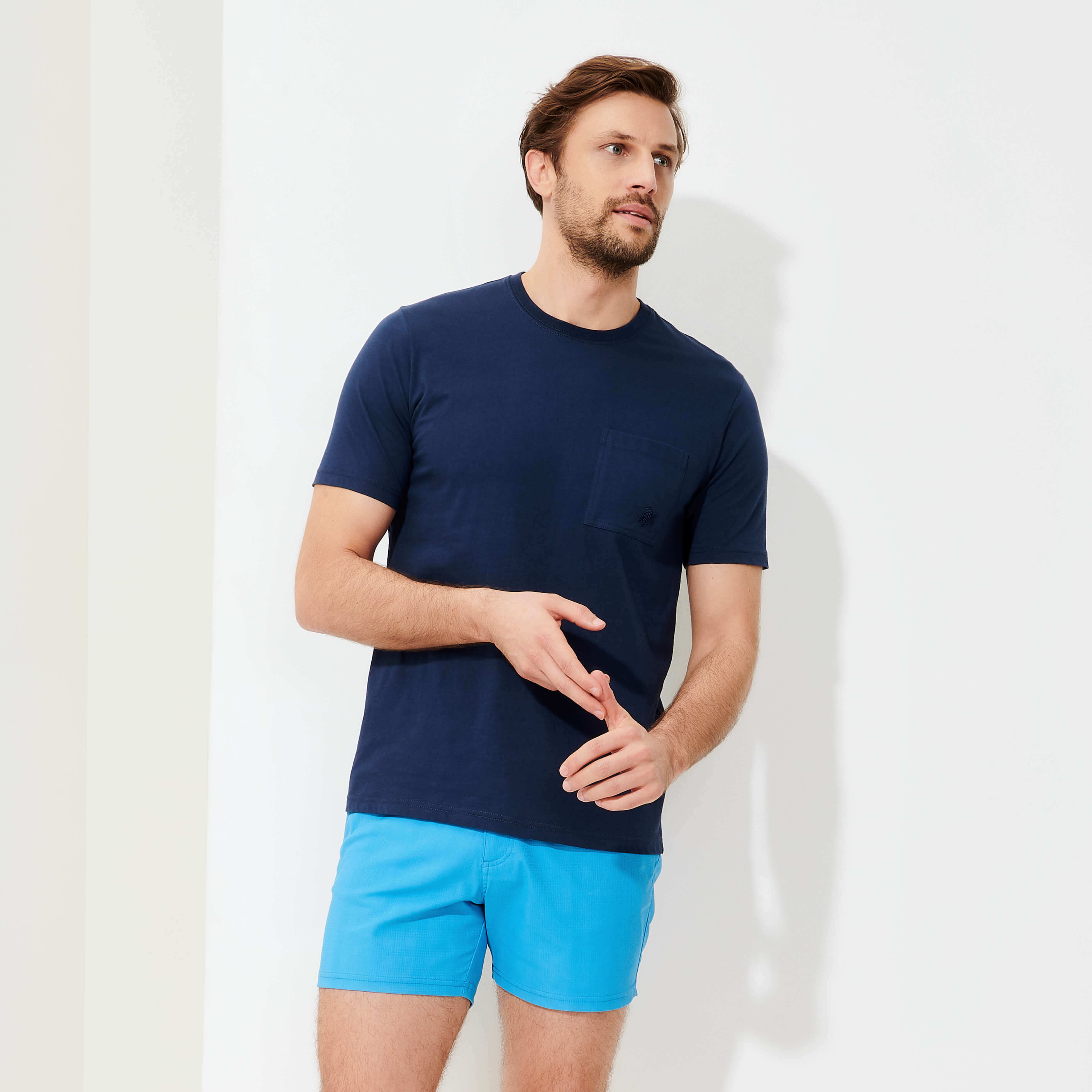 Tシャツ・カットソー VILEBREQUIN Men T Shirts TITANU0P00N 390 Blue Men Organic Cotton T-shirt Solid | Site Vilebrequin | TTNU0P00