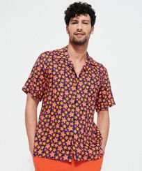 男士 Stars Gift 亚麻保龄球衫 Navy 正面穿戴视图