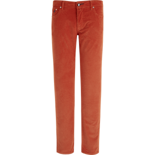 Pantalón recto de terciopelo con cinco bolsillos para hombre Rust vista frontal
