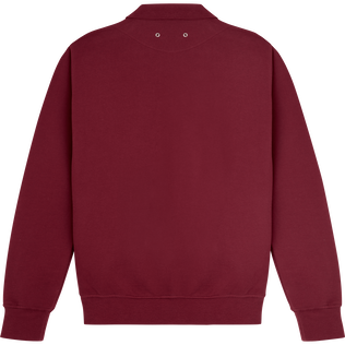 Velvet Sweatshirt mit Frontreißverschluss und aufgesticktem Logo für Herren Purpurrot Rückansicht