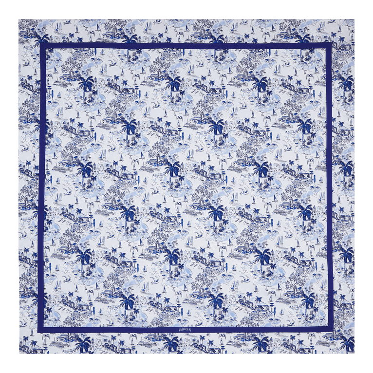 Pañuelo De Seda Con Estampado Riviera Unisex - Pañuelos - Carre9 - Azul