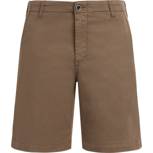 Men Tencel Cotton Bermuda Shorts Solid Hazelnut front view