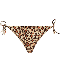 Braguita de bikini de corte brasileño con tiras anudadas en los laterales y estampado Turtles Leopard para mujer Straw vista frontal