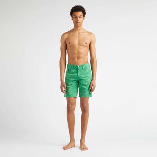 Bermuda en coton homme Poulpes imprimés Jungle vue portée de face