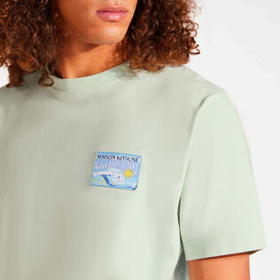 Camiseta de algodón unisex con estampado Wave - Vilebrequin x Maison Kitsuné Ice blue detalles vista 2