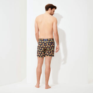 Men Swim Trunks Embroidered Indian Ceramic - Limited Edition Sapphire back worn view