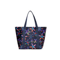 Large Neoprene Beach bag Disco Stars Navy front view