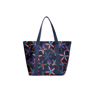 Large Neoprene Beach bag Disco Stars Navy front view