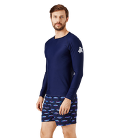 Rash guard uomo tinta unita Blu marine vista frontale indossata