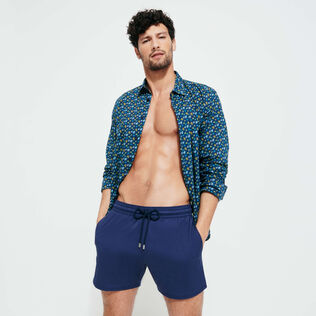 Men Stretch Short Swim Shorts Solid Navy details view 1