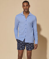 Chemise en piqué de coton changeant homme Thalassa vue portée de face