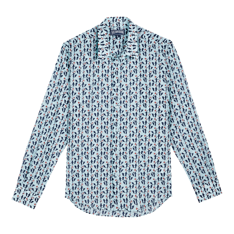 Camisa Ligera En Gasa De Algodón Con Estampado Cocorico! Unisex - Camisa - Caracal - Azul