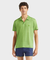 Polo en punto de lino de color liso para hombre Camouplage vista frontal desgastada