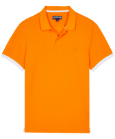 Men Cotton Pique Polo Shirt Solid Carrot front view