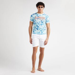 Bermudas de tencel de color liso y acabado satinado para hombre Blanco detalles vista 1