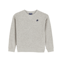 Sudadera de algodón con cuello redondo de color liso para niños Gris jaspeado vista frontal