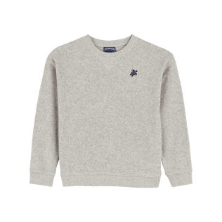 Sudadera de algodón con cuello redondo de color liso para niños Gris jaspeado vista frontal