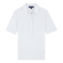 Solid Polohemd für Damen Weiss Vorderansicht