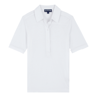Solid Polohemd für Damen Weiss Vorderansicht