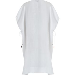 Robe carrée femme en lin blanc- Vilebrequin x Angelo Tarlazzi Blanc vue de dos