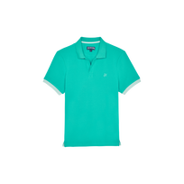 Men Cotton Pique Polo Shirt Solid Disco green 正面图
