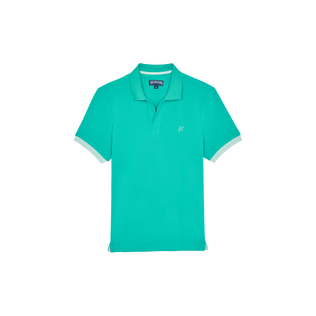 Men Cotton Pique Polo Shirt Solid Disco green 正面图