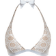 Top de bikini anudado alrededor del cuello con estampado Broderies Anglaises para mujer Off white vista frontal