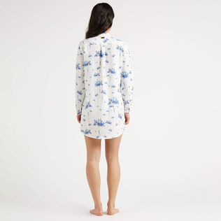 Vestido camisero de lino con estampado Herbier para mujer Off white vista trasera desgastada