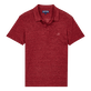 Polo en punto de lino de color liso para hombre Heather burgundy vista frontal