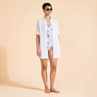 Camisa larga de lino Blanco detalles vista 1