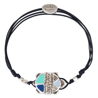 Kids String Enameled Turtle Bracelet - Vilebrequin x Gas Bijoux Black front view