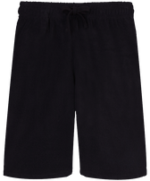 Bermudas de felpa de color liso unisex Negro vista frontal