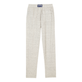 中性纯色亚麻平纹布长裤 Lihght gray heather 后视图