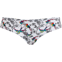 Braguita de bikini de cobertura completa con estampado Rainbow Birds para mujer Blanco vista frontal