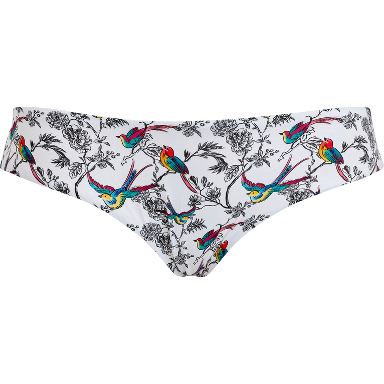 Women Full Bikini Bottom Rainbow Birds - Frisbee - White