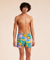 Men Stretch Swim Shorts Glowed Stars Corn front worn view