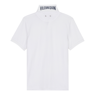 Men Organic Cotton Pique Polo Shirt Solid White back view