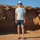 Men Blue Embroidered Turtle T-shirt Look  front view