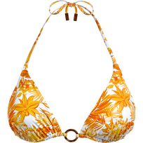 Top de bikini de triángulo con estampado Tahiti Flowers para mujer Maiz vista frontal