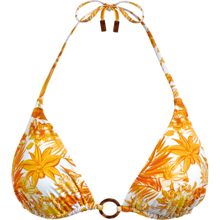 Top de bikini de triángulo con estampado Tahiti Flowers para mujer Maiz vista frontal