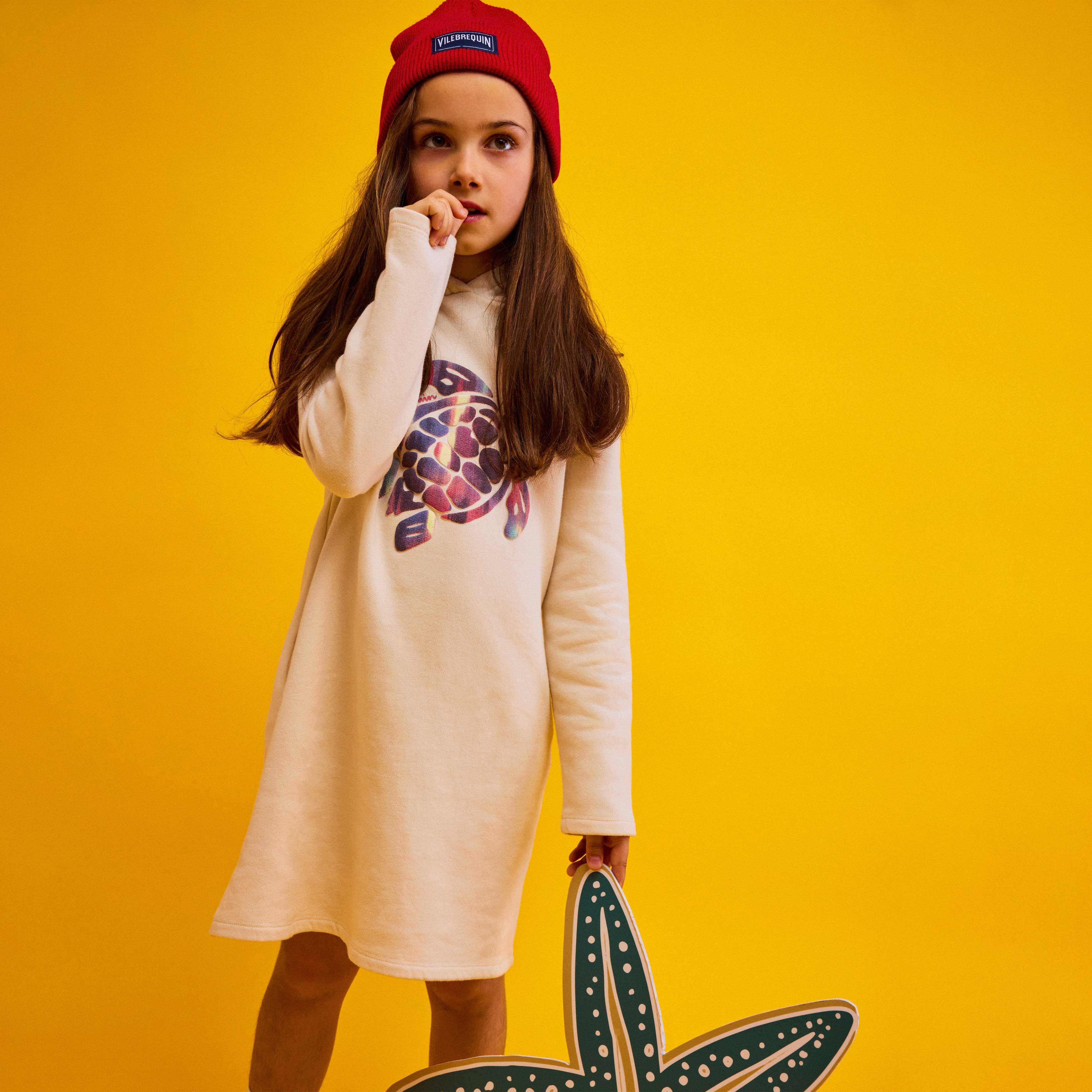 Girls Hooded Long Sleeves Dress Ikat Turtle Vilebrequin Girls