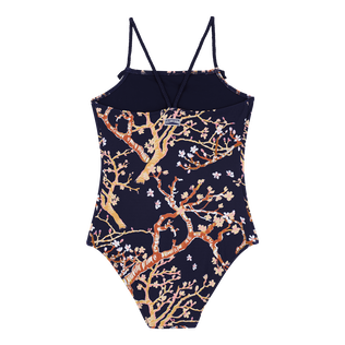 Girls One-piece Swimsuit Sweet Blossom Navy back view