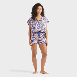 Camisa de seda con estampado Disco Butterflly para mujer Blush vista frontal desgastada