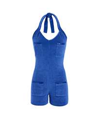 Frottee-Playsuit für Damen – Vilebrequin x JCC+ – Limitierte Serie Sea blue Vorderansicht