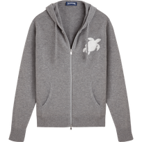 Men Cashmere Wool Full Zip Cardigan Grey front view